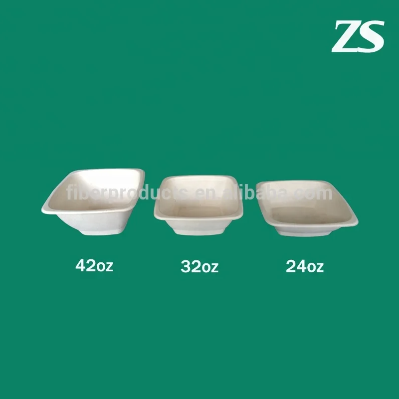 32 oz Sugarcane Biodegradable Disposable food containers Bagasse Paper Salad Bowls