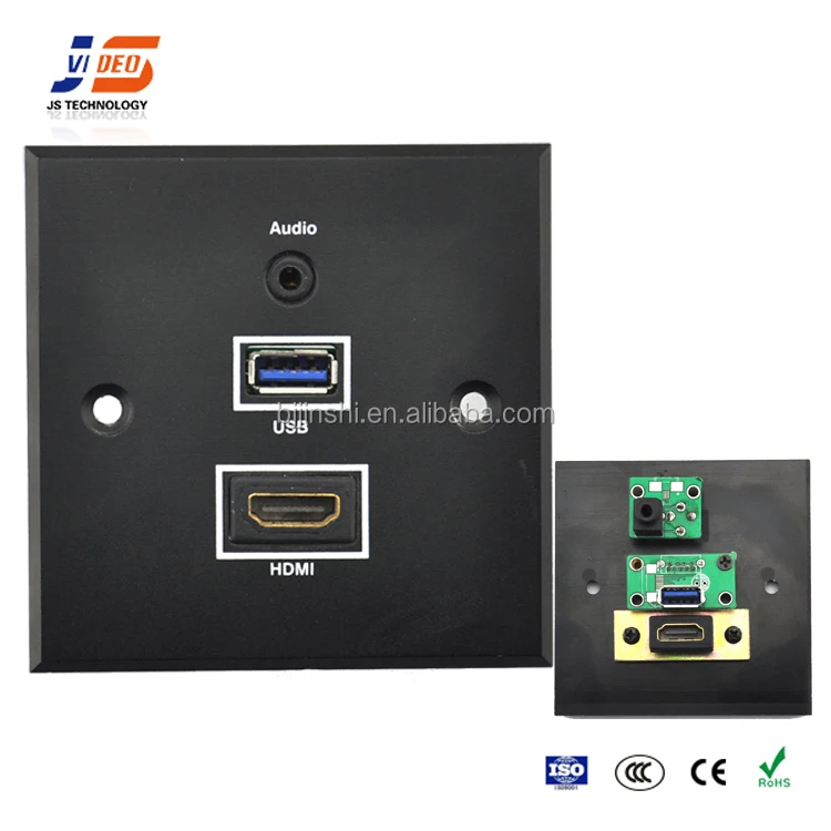 JS-WP127 USB + HDMI алюминиевый настенная розетка