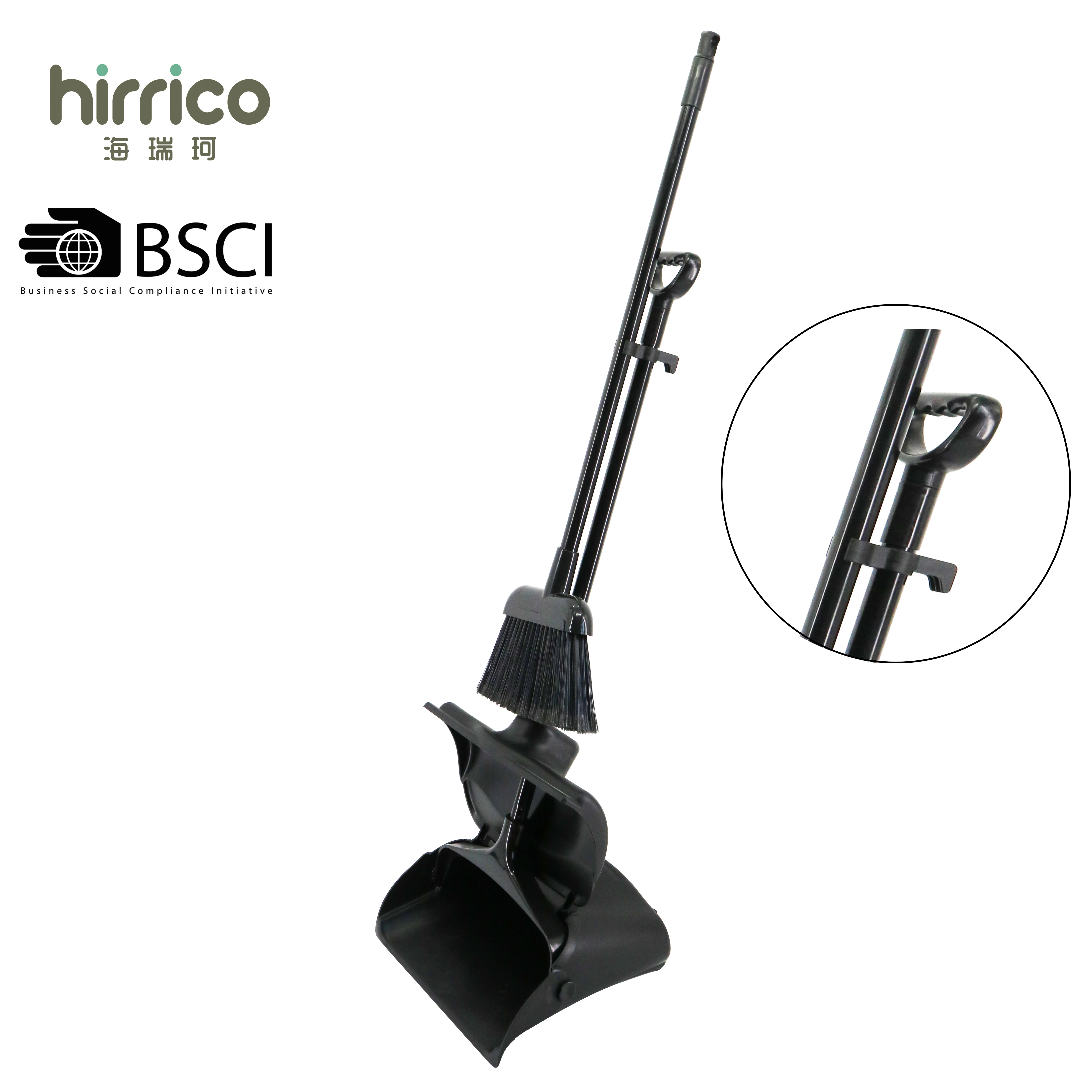 Classical Home Cleaning Broom Foldable, Black Windproof Broom Plastic Dustpan