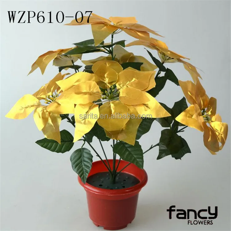 factory wholesale single stem christmas artificial poinsettia flower