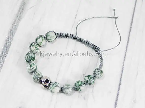 Handmade Agate Beads Bracelet With Football Charm Bracelet for Boys Gifts