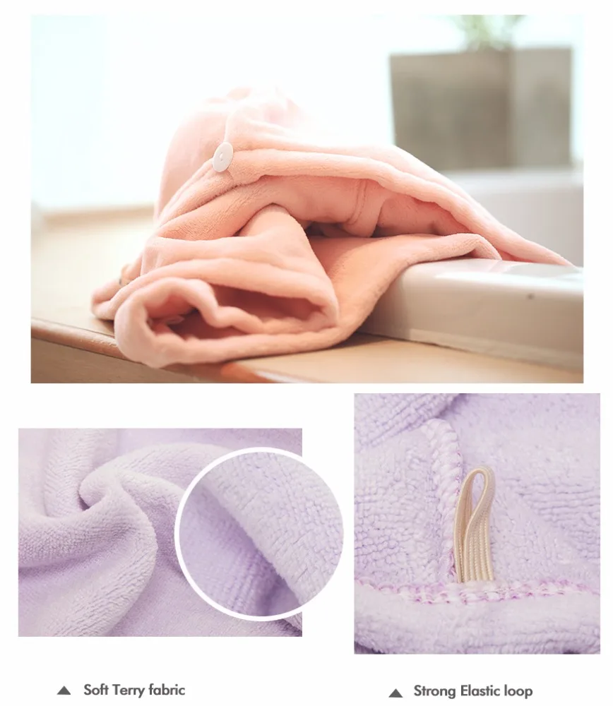 Super Soft Shower Cap Wrap Around Hair towel microfiber