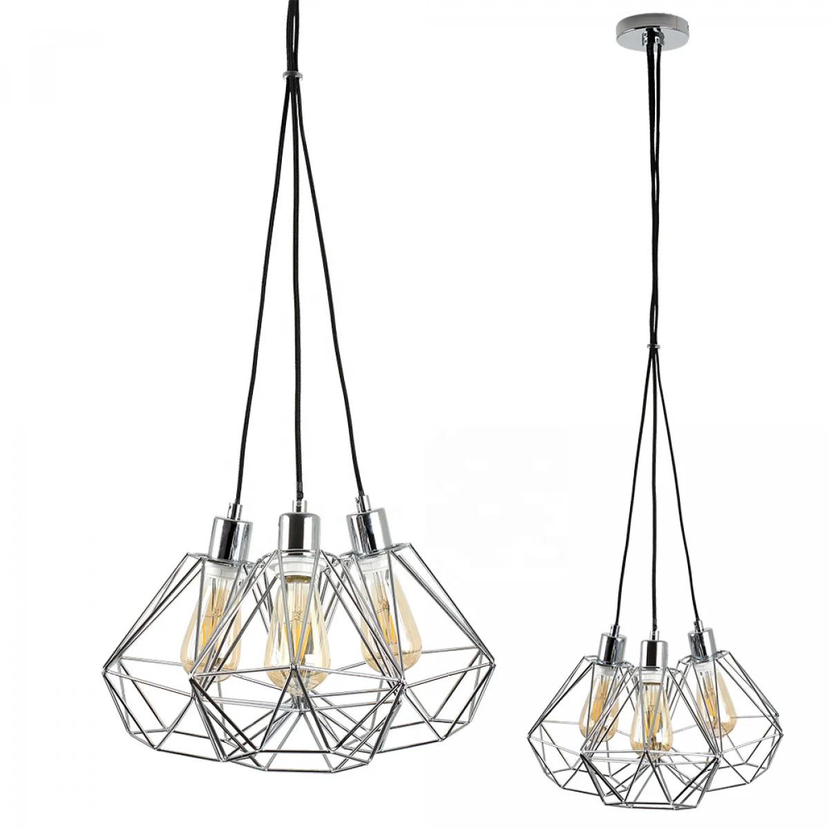 
Eyre 3-Way Pendant in Chrome with Diablo Shades in Chrome 