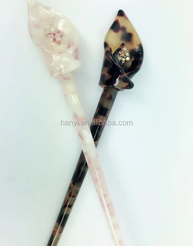 
fashion cellulose acetate hair accessories tortoise plastic hair stick 
