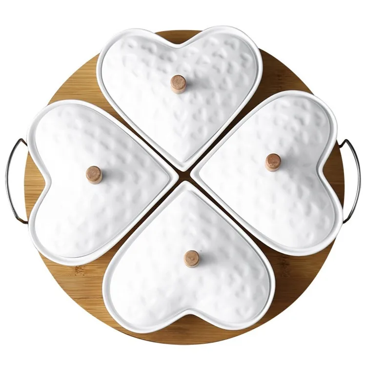 Turkish tableware hotel snack dishes white porcelain divided plates for adults with cover