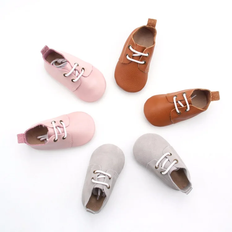 Wholesale Kids Sport Shoes Real Leather Soft Rubber Sole Oxford Shoes Baby
