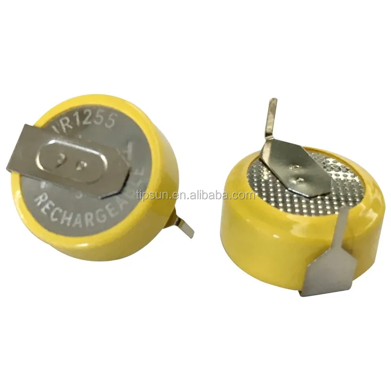 Bluetooth headset Battery 3.7V rechargeable Button cell LIR1255 battery with solder tabs wire contacts