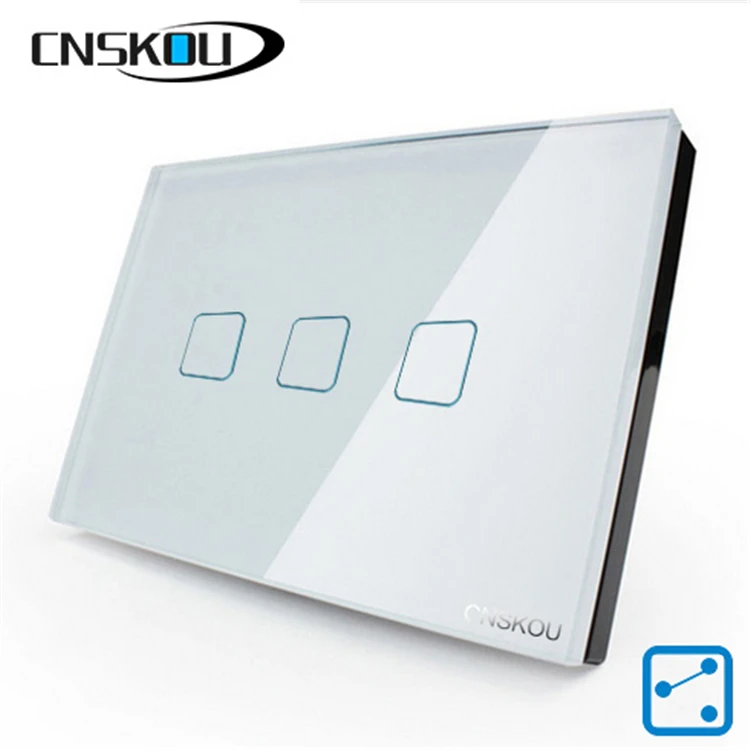 Cnskou US standard smart home switch black and white switch 3 gang 2 way wall switch