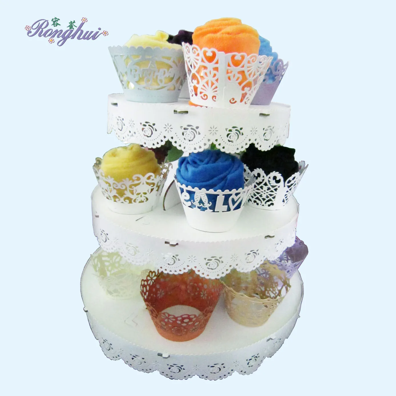 vintage style butterfly Lace  Wedding Cupcake Paper Cake Stand Party Decorating