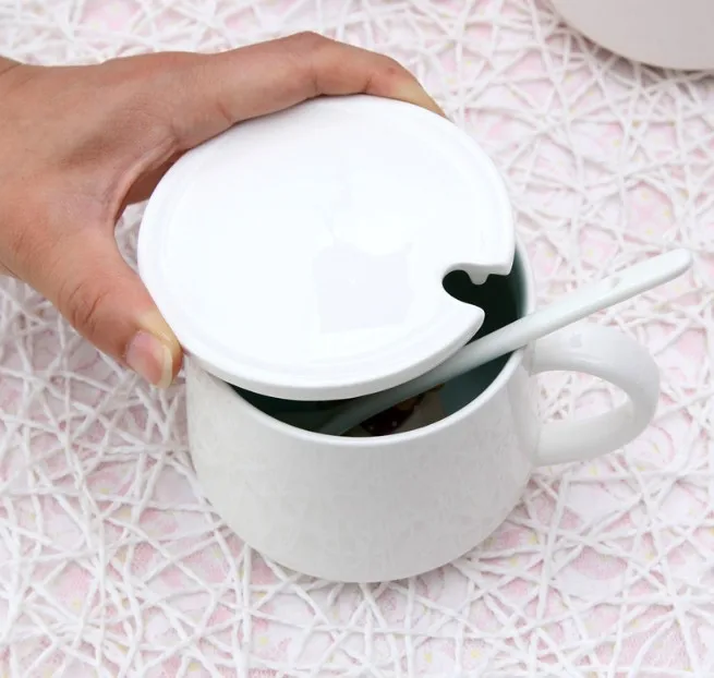 creative design Hidden 3D animals ceramic coffee mug with spoon and lid