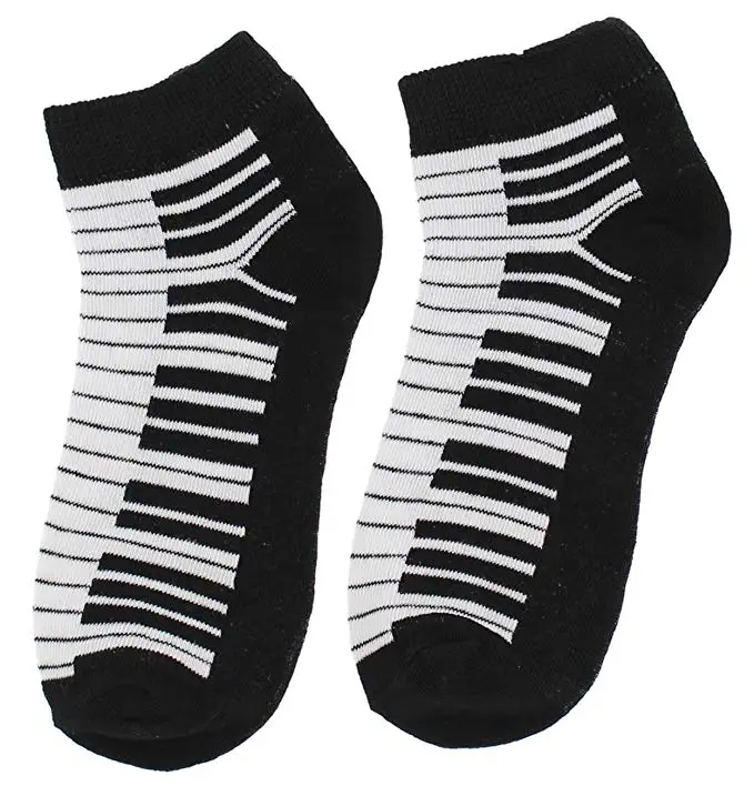 Custom boys girls piano music jacquard ankle student socks for children
