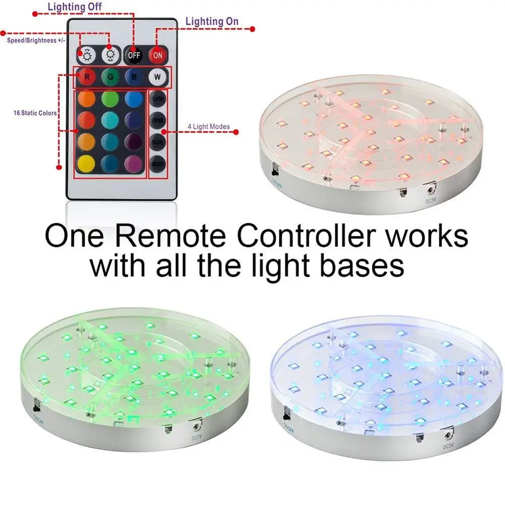Bar Shelf Liquor Bottle Display Base Bottle Glorifiers 8 INCH Multi Color LED Light Stand Base Rechargeable Battery Operated