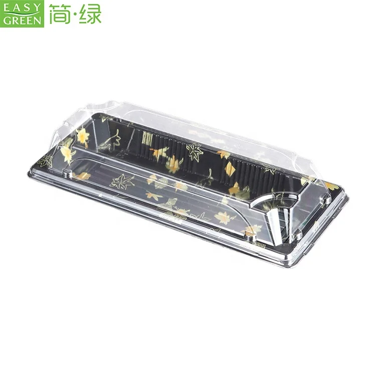 
Easy Green Recycling PS Plastic Black Printing Sushi Disposal Boat Plates 