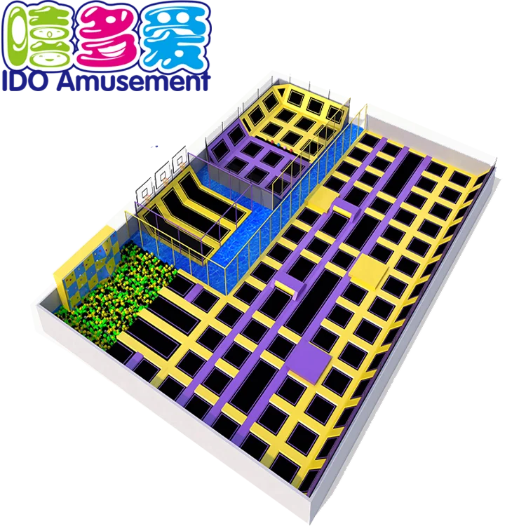 
Kids Jump Adventure Fitness Equipment Gymnastics Trampoline Park With Basketball Hoops Set 