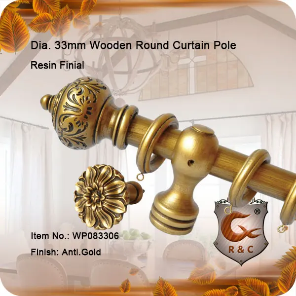 Antique silver hardwood decorative fancy curtain rods