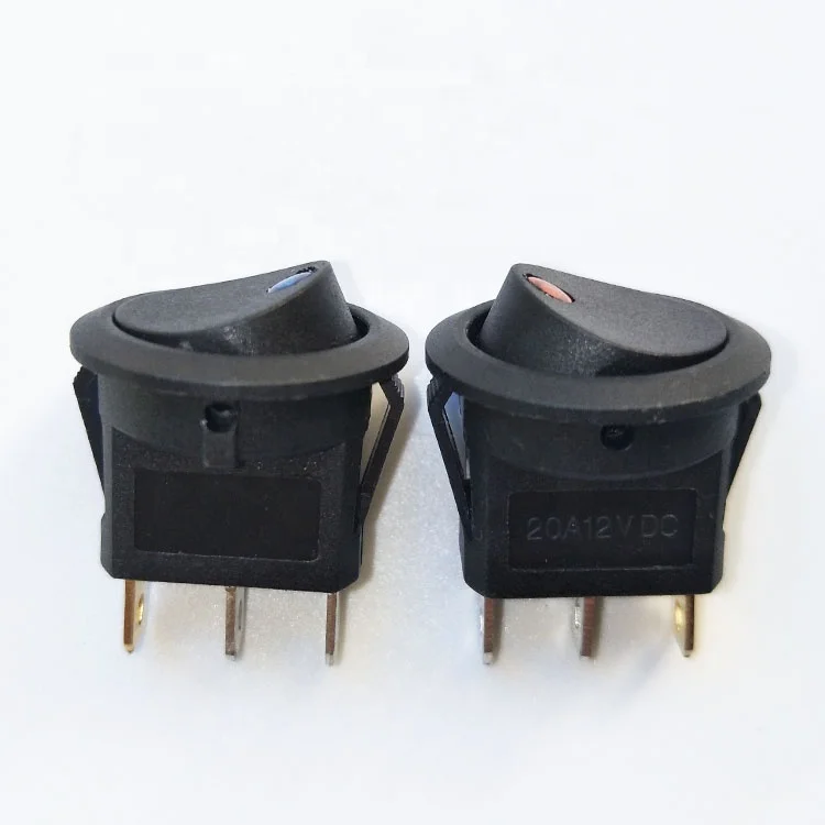 12(4)A~125/250VAC electric instruments round rocker switches with lamp