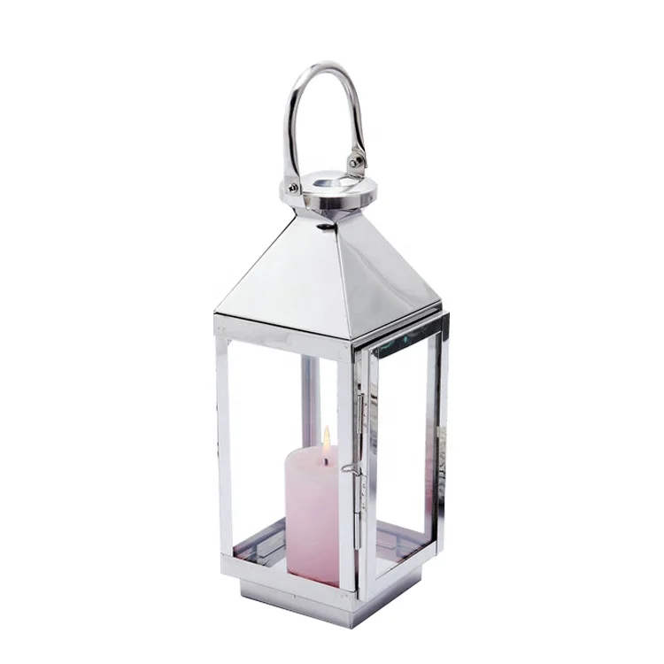 Garden Home Camping Hanging Big Lanterns Classic Simple Wind  Metal Glass Stainless Steel Tin Punched Decorative Gold lanterns