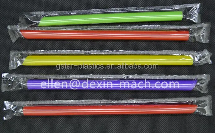 
Customized Size 12mm Wide Plastic Neon Soft Straight Drinking Straws for Bubble Tea and Drinks 