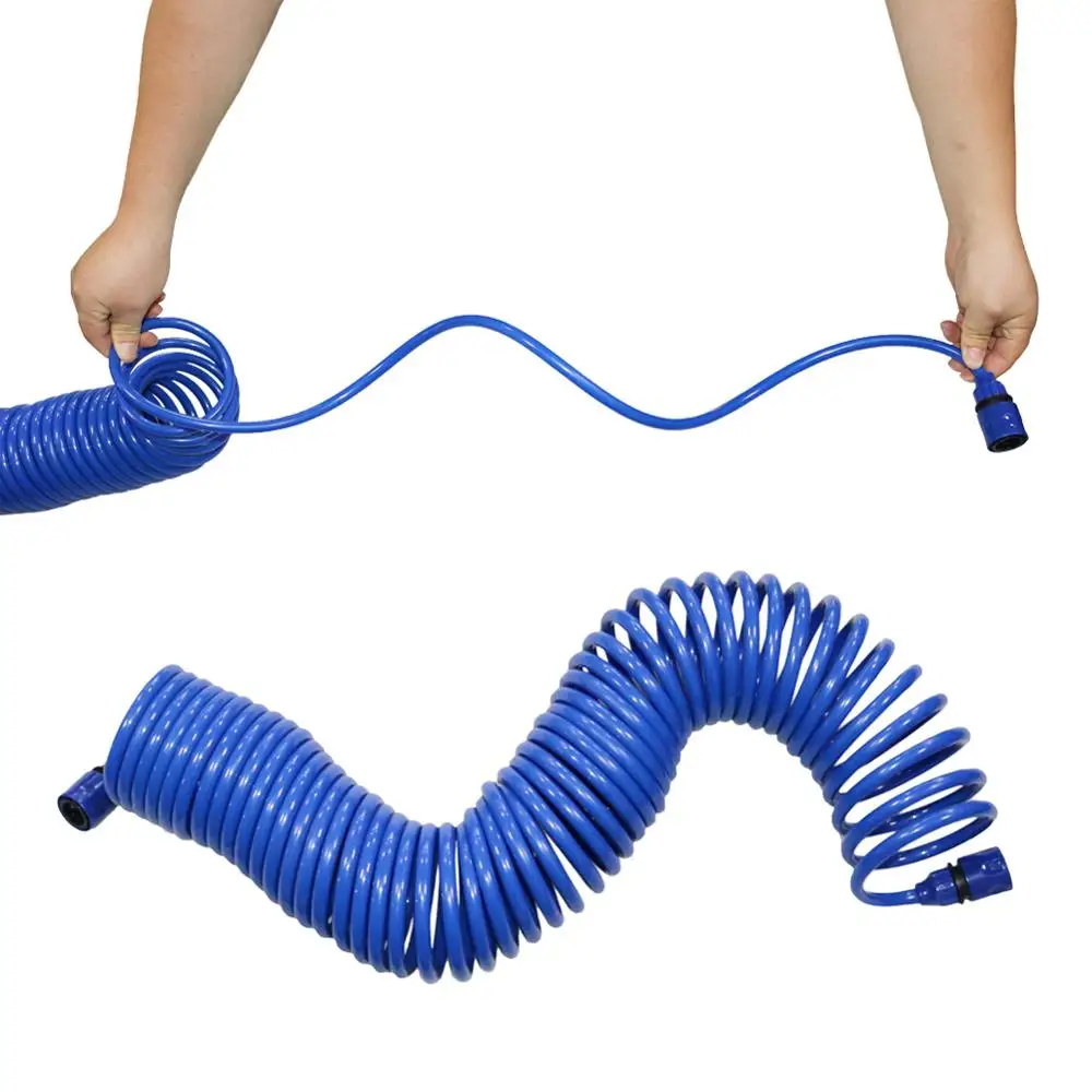 Retractable No Knot Telephone Line Style Garden Watering Irrigation Car Washing Hose With Quick Connector Spring Hose