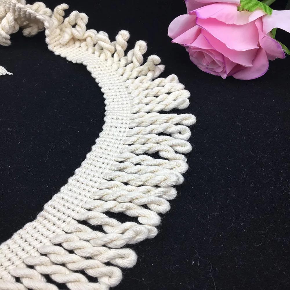 wenzhou kaiyuan supplier wholesale beach towel tassel thick soft white cotton bullion fringe trim