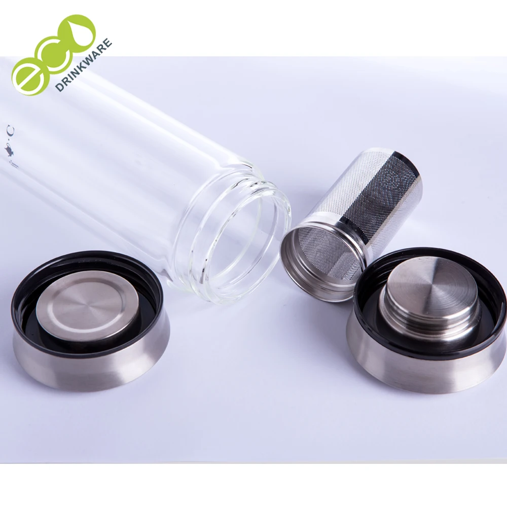 2018 hot selling eco drinkware Promotional eco-friendly bpa free double wall glasses water bottle wholesale