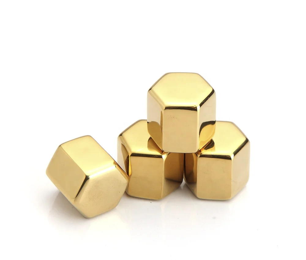 
New arrival hexagon shape stainless steel reusable whiskey chilling stone for drinks 