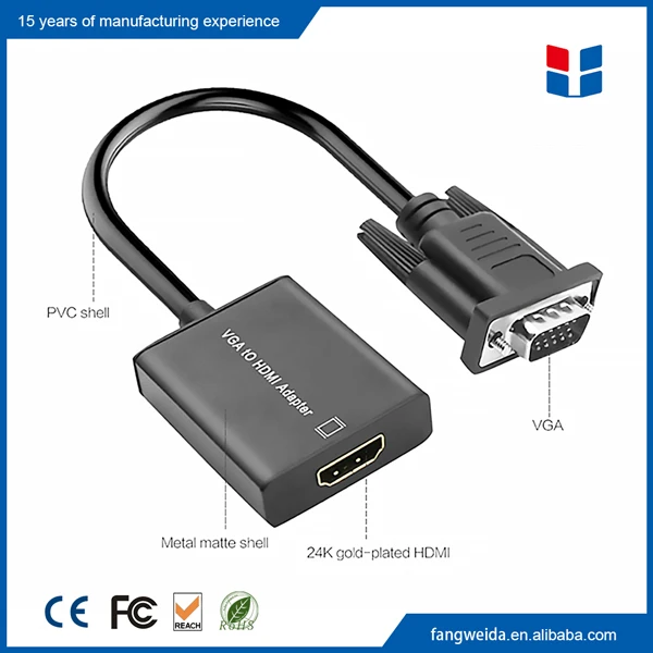 Поддержка 1080 P vga мужчина к hdmi женский кабель-адаптер