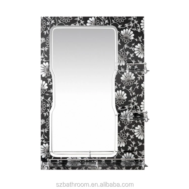 60*80cm Zinc Accessory Bathroom Mirror With Shelf Wholesale