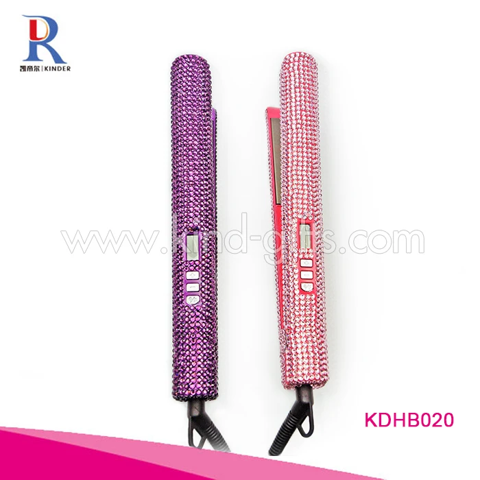 Professional Bling Gem Bead Chic Electronic Name Brand Flat Iron Hair Straightener