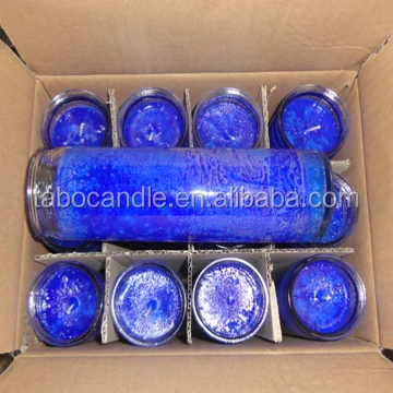 
stock 7 days burning time church candle/8 inches religious candle/multi color church candle in glass bottle wholesale 