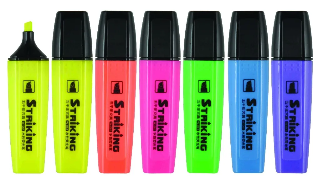 WQN Customized magic rainbow color highlighter markers Oblique shape pen tip