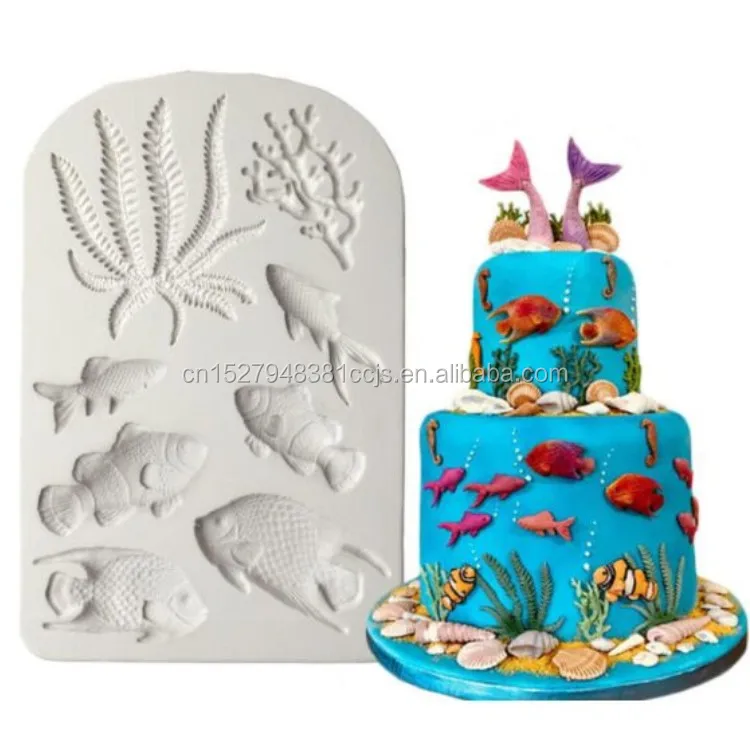 
3D Cute Sea Fish Shell Mold Fondant Chocolate Candy Molds Cupcake Baking Silicone Mould DIY Cake Decorating Tools 