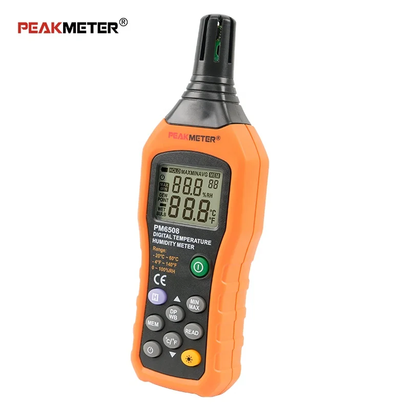 Peakmeter PM6508 Заводская цена высокая точность цифровой окружающего воздуха температура термометр измеритель влажности гигрометр точка