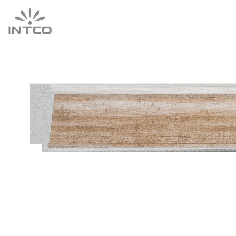 INTCO New Arrival Highvalue Decorative Distressed Matted Yellow Wood Texture Picture Mirror Frame Moulding