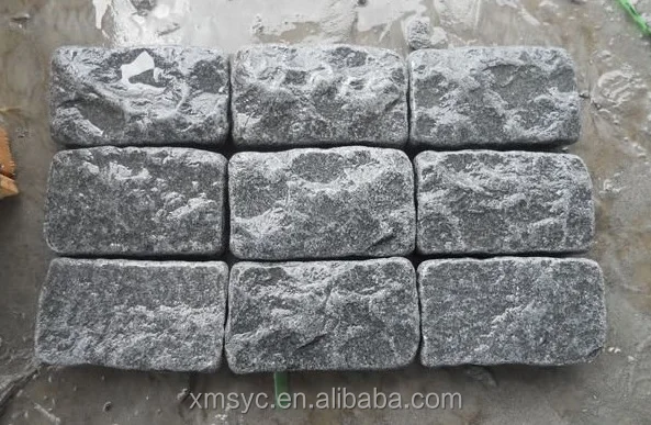 20x20 outdoor natural stone g684 black granite cobblestone paver