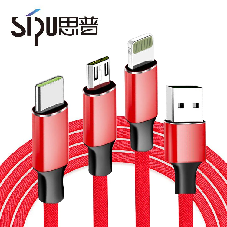 
SIPU high speed 3.0 Nylon Braided 3in1 Usb Cable For Type C Android cell phone 