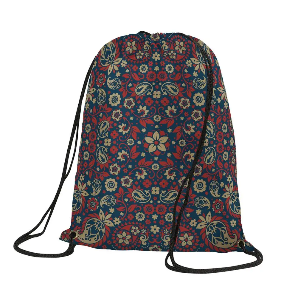 3D Print Rainbow Bohemia Backpack Shopping Eco-friendly Mandala Printed Drawstring Bag customizable