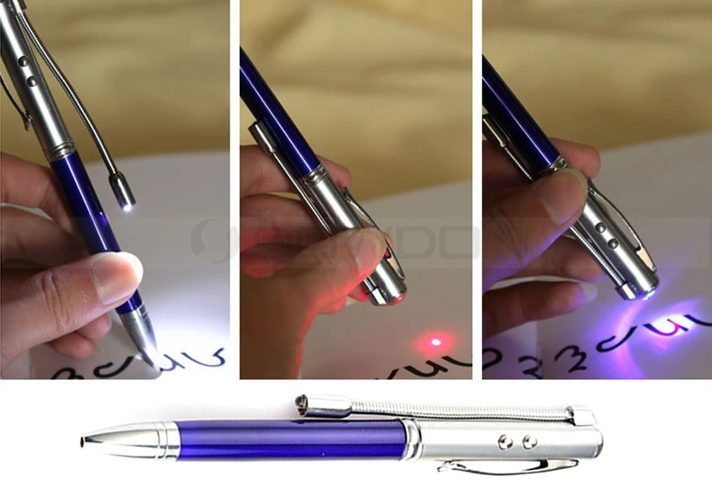 Pen 5 in 1 Laser Pointer UV Light Stylus Tip Flashlight Ballpoint Multifunction