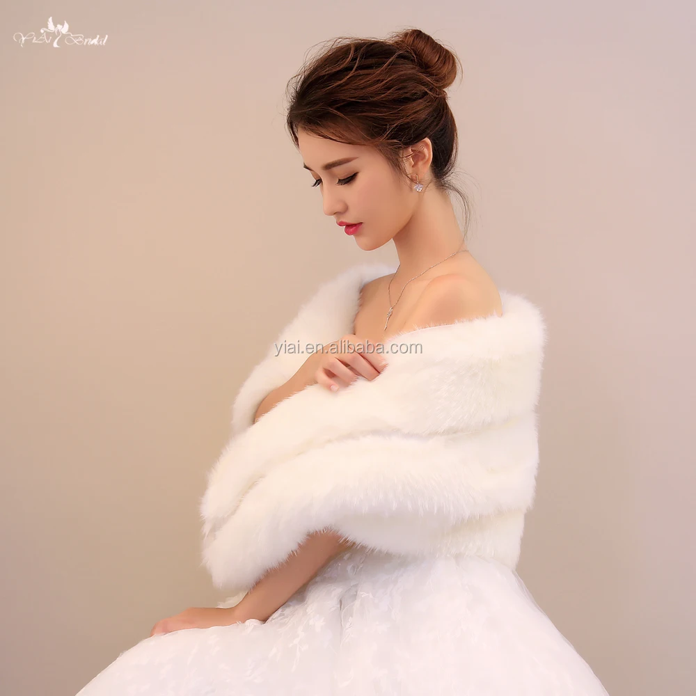 
LZP144 Fashion Ladies Winter Off Shoulder Bridal Shawls Fur Bolero Winter Wedding Coat 