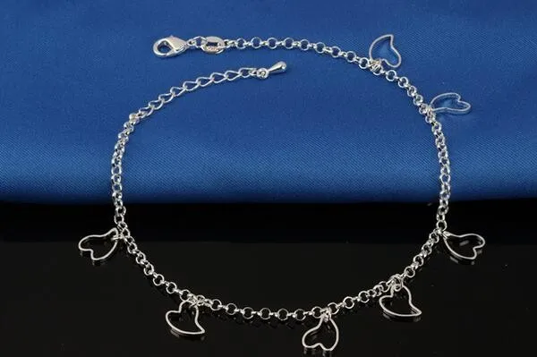 Silver Star Cross Heart Beadas Pendant Chain Anklet Bracelet Barefoot Anklets