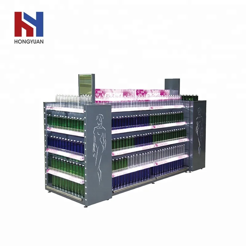 3-6 layers custom supermarket cosmetic gondola shelf shopping mall rack with led