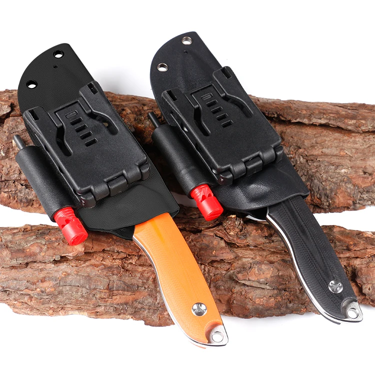 
Multi functional Stainless steel fixed blade knife hunting survival knife with fire starter and whistle 