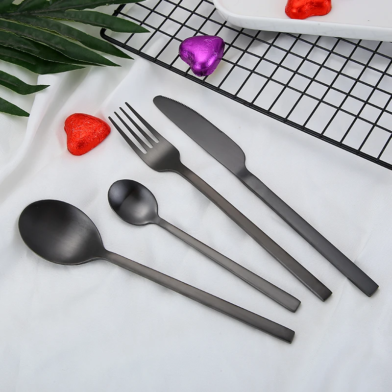 Western Flatware Set Reusable Stainless Steel Cutlery Set with Knife Fork Spoon for Tableware