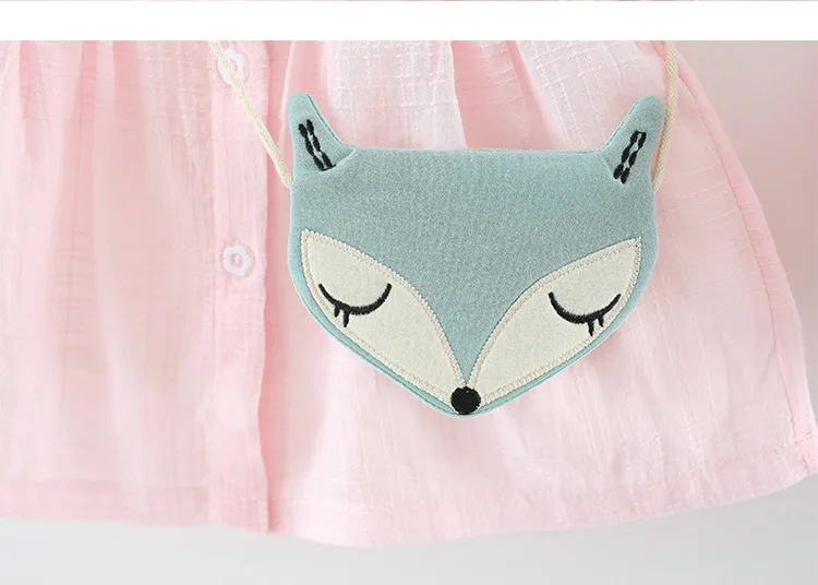 Hao Baby Girls Suit Summer Infant Child Korean Version Set Small Fox Bag PP Pants Two-Piece Dress