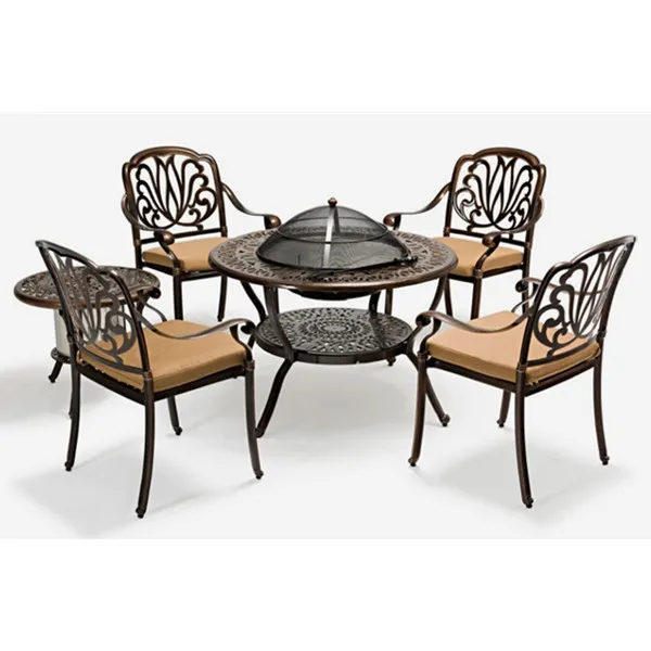 Luxury Outdoor Patio Cast Aluminium Garden Furniture With Fire Pit