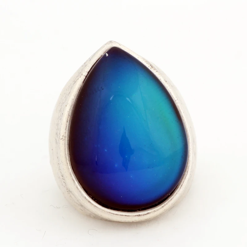 
New Lively Rainbow Color Change Mood Moonstone Ring Teardrop Stone Ring Jewelry MJ RS048  (62198299630)