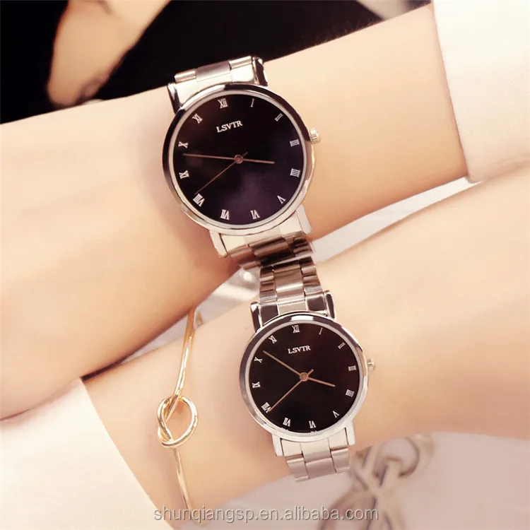 Hot Sell Fashion Pointer Couple Steel Wrist Quartz Watch