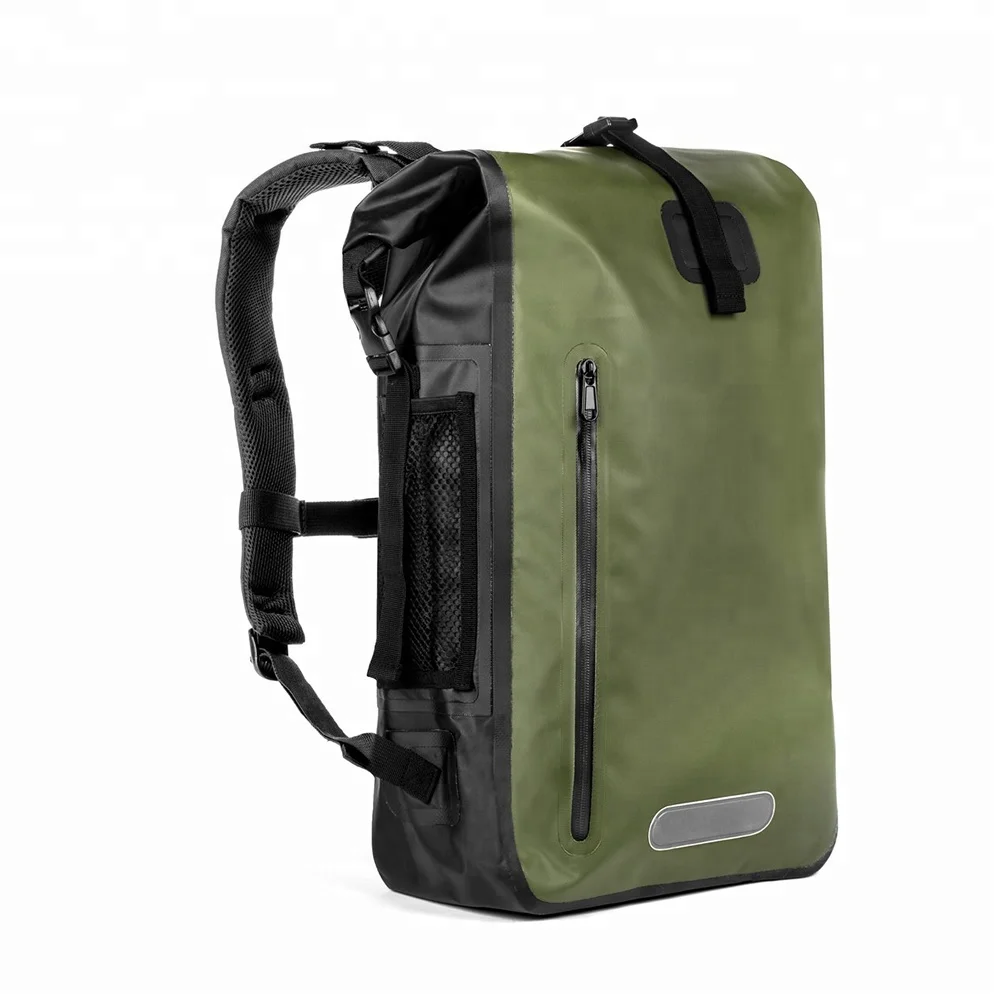 RF welded seams PVC TPU Roll Top Dry Waterproof Backpack Bag with Laptop Sleeve mesh pocket hiking,kayaking fishing equipment