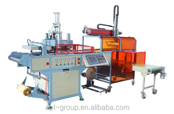 
In-Mold Trimming BOPS/PET/PS/PVC Food Box Thermoforming Machine with Stacking Unit (whatsapp/viber 0086-13736907307) 