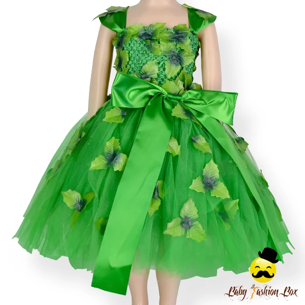Remake Fairy Kids Handmade Plain Green Tulle Leave Applique With Bow Tie Princess Little Girl Puffy Party Chevron Wedding Dress